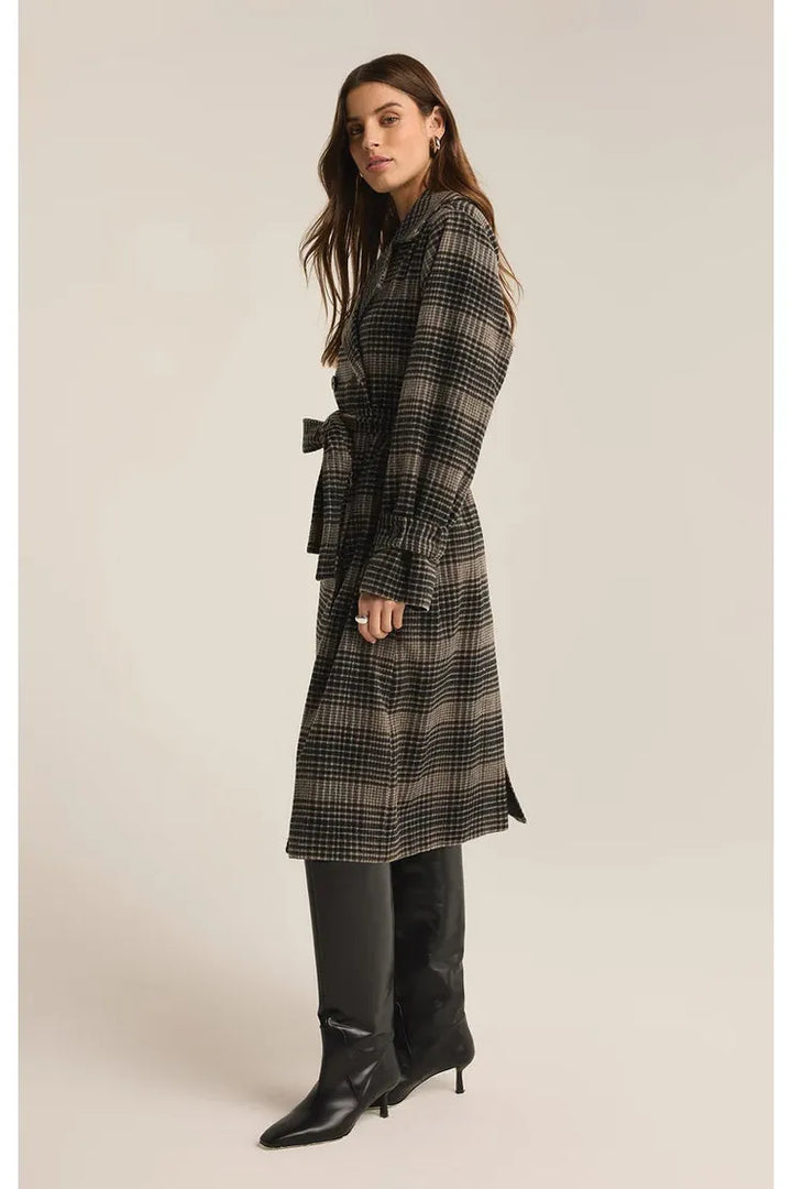 Jackie Plaid Trench Coat